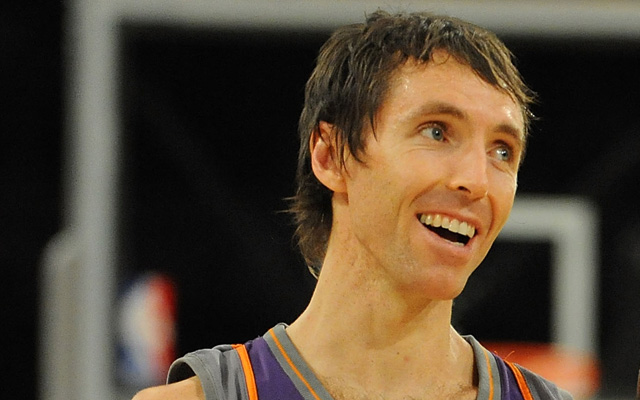 LOS ANGELES, CA - DECEMBER 10:  Steve Nash #13 of the Phoenix Suns laughs with Kobe Bryant #24 of the Los Angeles Lakers during the second half at the Staples Center on December, 10 2008 in Los Angeles, California.   NOTE TO USER: User expressly acknowledges and agrees that, by downloading and/or using this Photograph, user is consenting to the terms and conditions of the Getty Images License Agreement.  (Photo by Harry How/Getty Images) *** Local Caption *** Steve Nash;Kobe Bryant